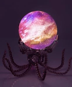 3D Metal Steampunk Galaxy Craft Puzzle Mechanical Octopus With 16 Colors Tap And Remote Control Lamp Model DIY Assembly For Home Decor Creative Gift-1060PCS