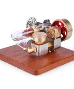 Mini Speed Adjustable Integrated Hot Air Stirling Engine Model With Wooden Base Science Experiment Educational Toy