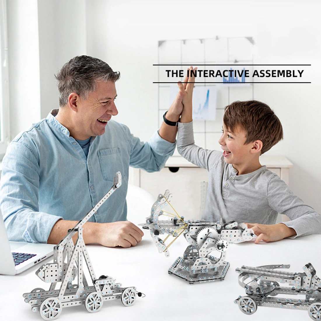 580PCS Metal Assembly DIY Toy Mechanical Gear Transmission Gravity Transmission Trebuchet - Image 5