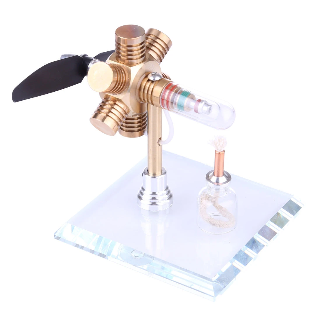 Stirling Engine Kit Hexagonal Shape Free-piston Stirling Engine Model With Propeller - Image 4