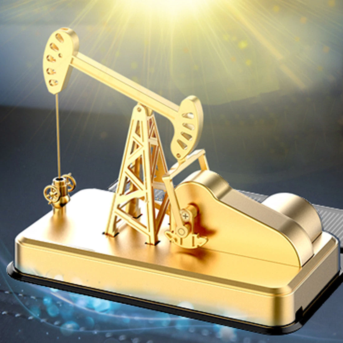 Intelligent Solar Kowtow Machine Model Car Decoration Pumping Unit Model Ornament - Image 7