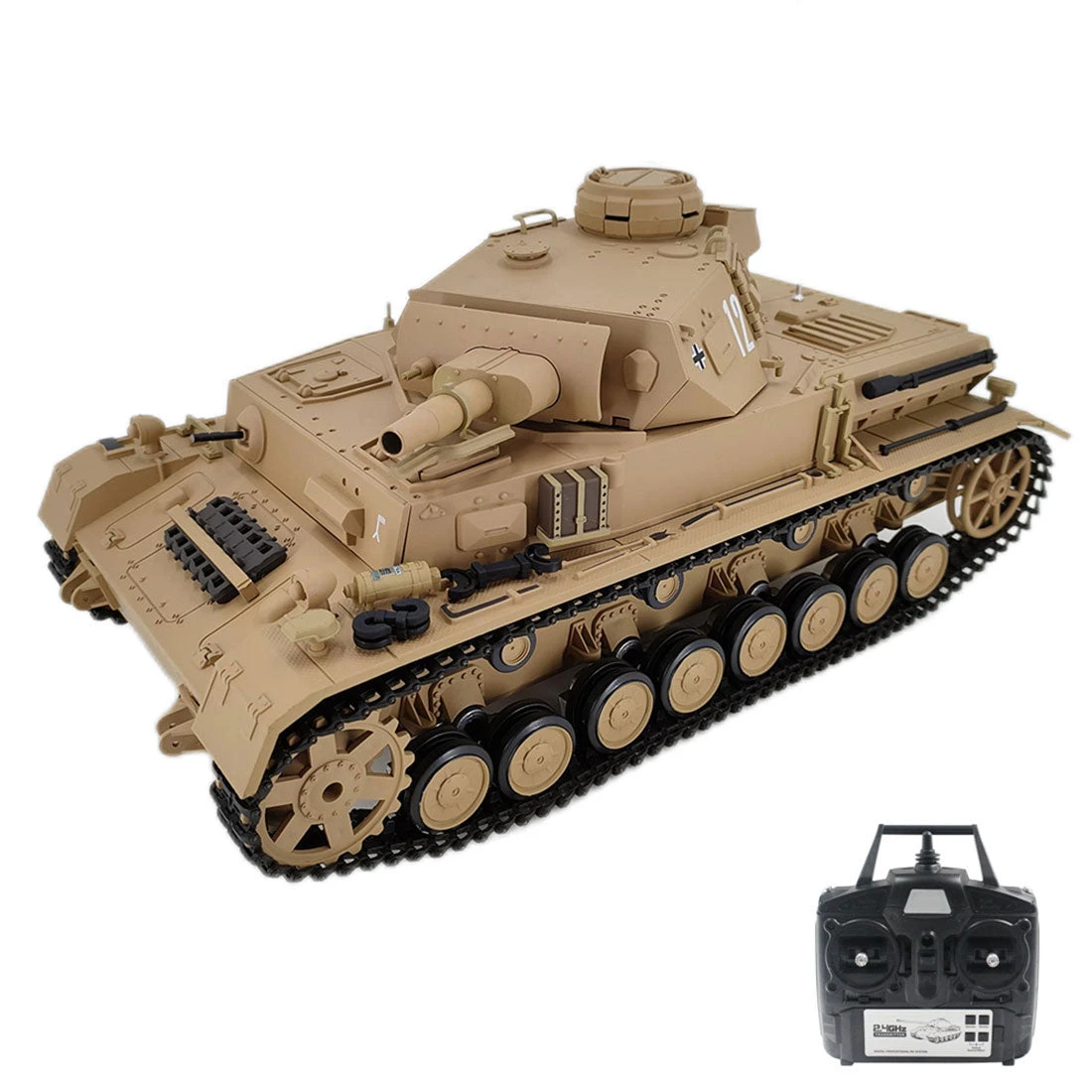 1/16 RC Tank 2.4G RC German Panzerkampfwagen IV Medium Tank Vehicle Model Toys&Gifts With Lights&Sounds (Professional Version/Khaki)