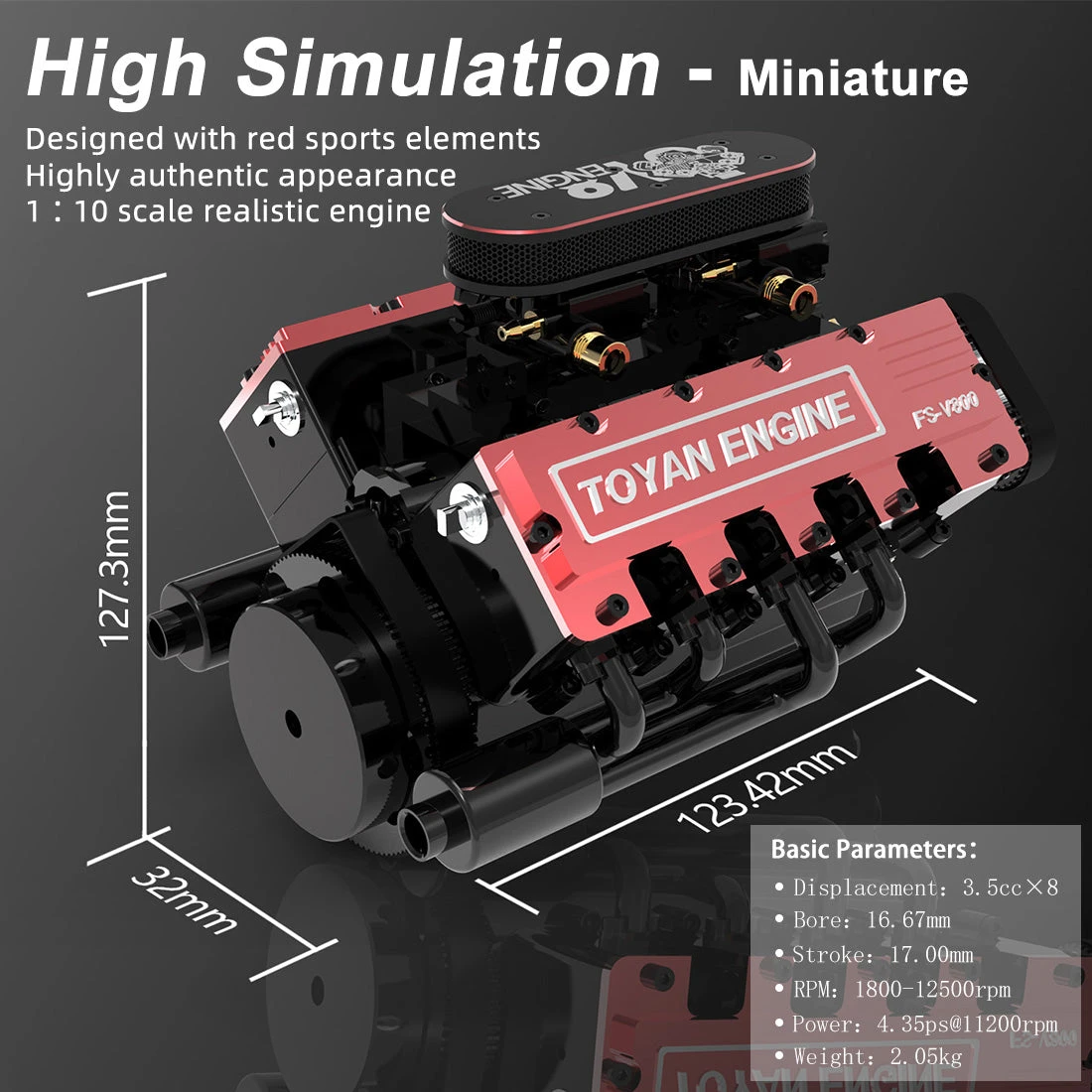 TOYAN V8 Engine FS-V800 28cc Nitro Engine - Build Your Own V8 Engine - V8 Engine Model Kit That Works - Image 7