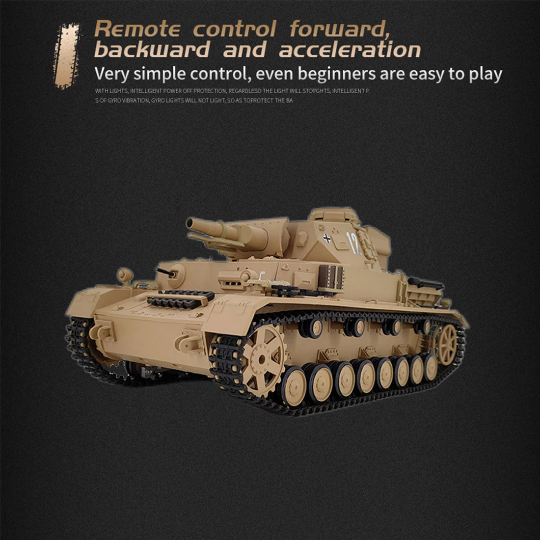 1/16 RC Tank 2.4G RC German Panzerkampfwagen IV Medium Tank Vehicle Model Toys&Gifts With Lights&Sounds (Professional Version/Khaki) - Image 3