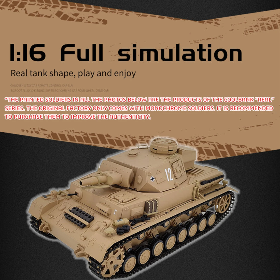 1/16 RC Tank 2.4G RC German Panzerkampfwagen IV Medium Tank Vehicle Model Toys&Gifts With Lights&Sounds (Professional Version/Khaki) - Image 4