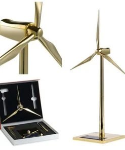 3D Metal Windmill Assembly Model Solar Powered Wind Turbine Model Golden