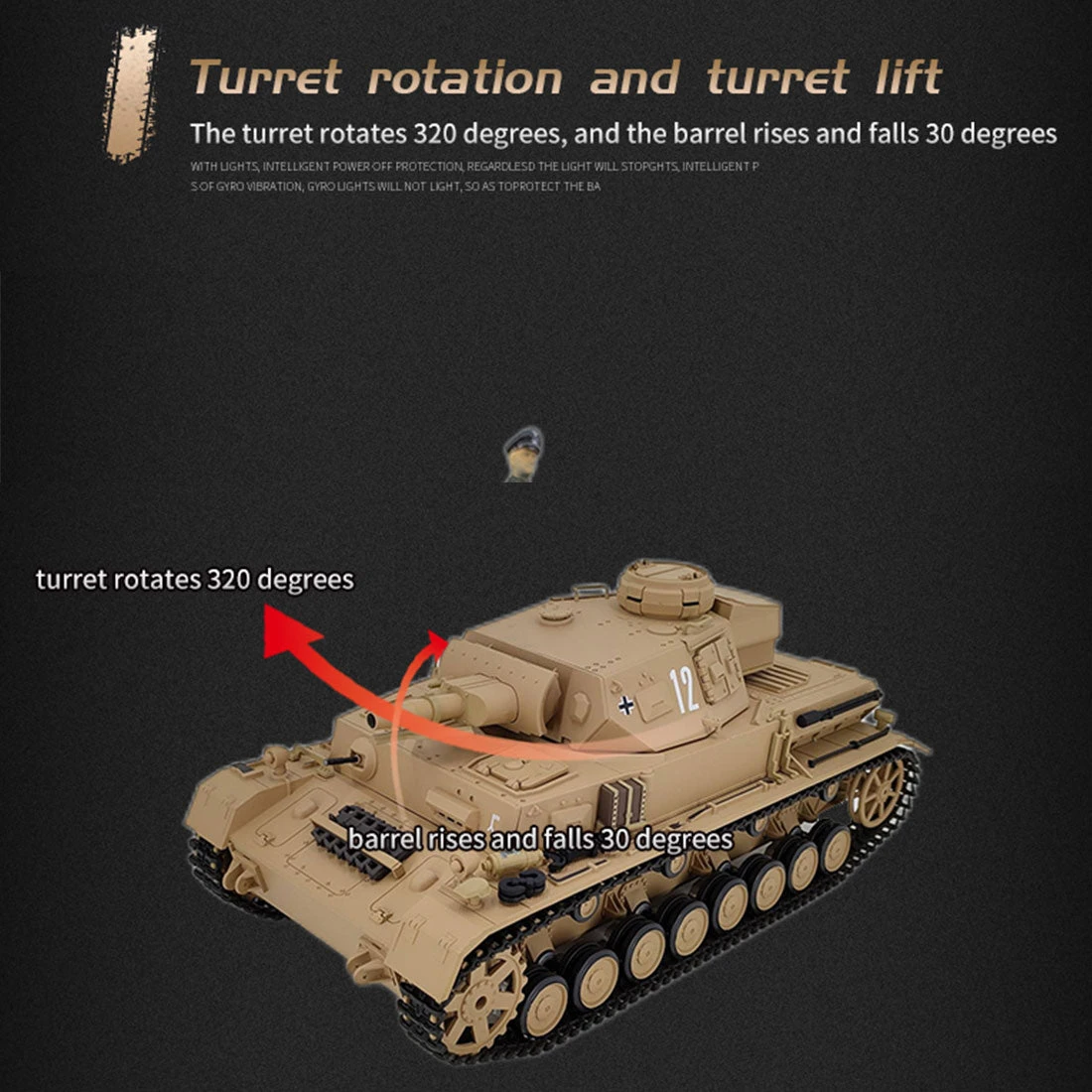 1/16 RC Tank 2.4G RC German Panzerkampfwagen IV Medium Tank Vehicle Model Toys&Gifts With Lights&Sounds (Professional Version/Khaki) - Image 6