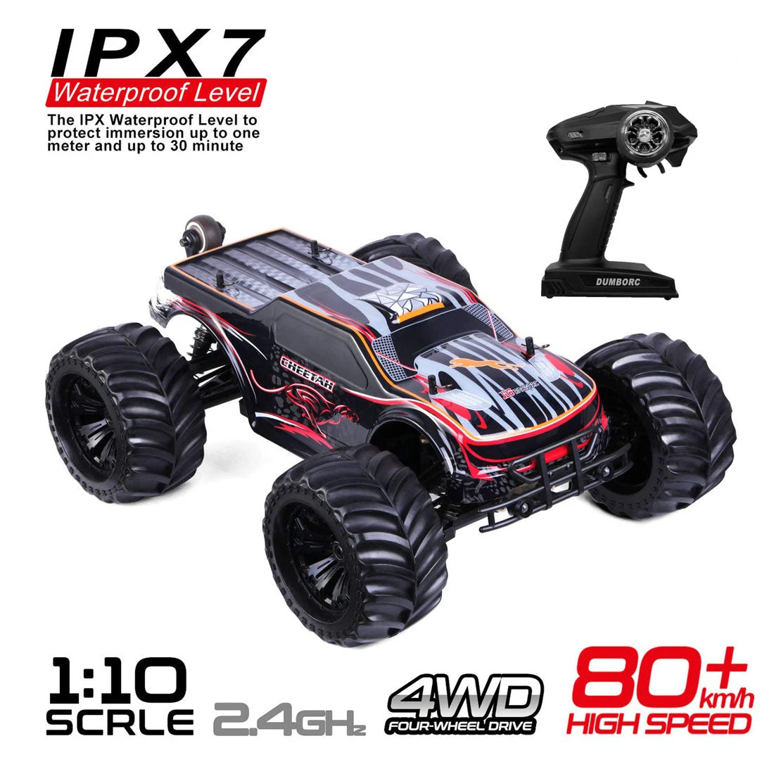 JLB Racing 11101 1:10 4WD 2.4G 80A RC Car Splashproof Flip Brushless Monster Remote Control Truck- RTR - Image 2