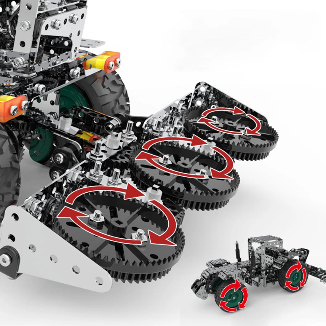 3D Metal Puzzle DIY Assembly Toy Mechanical Gear Drive Farm Machinery Model Set-3602PCS - Image 10