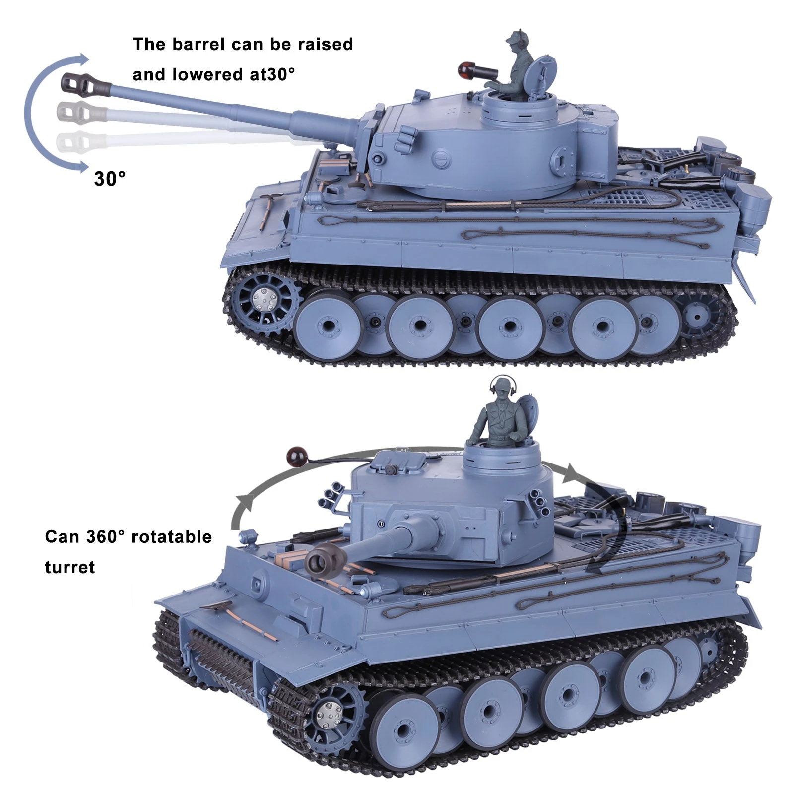 1:16 2.4G Metal German Tiger I RC Tank Infrared Battle Heavy Tank Model With Simulation Light Smoke FPV Dashcam - Image 5