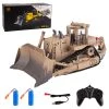 HUINA 1/16 D9R Armored Bulldozer 2.4GHz 9CH RC D9R Engineer Bulldozer Model Military Vehicle Models With Dual Batteries (Khaki)