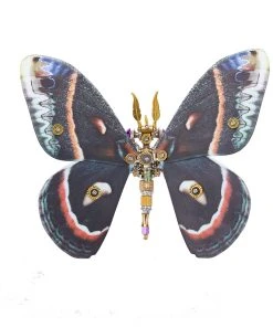 Steampunk 3D Butterfly Model Metal Puzzle DIY Assembly Kit For Kids, Teens And Adults (150PCS+) - Hyalophora Cecropia