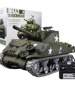 1/16 RC Tank American M4A3 Sherman Simulated Tank 2.4G Remote Control Model Military Tank With Light Sound Smoke Shooting Effect - Pro Edition