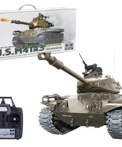 1/16 RC Tank 2.4G American M41A3 Walker Bulldog Model Tank With Simulated Lights&Sounds For Boys And Model Lovers (7.0 Basic Edition)
