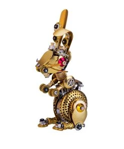 3D Metal Steampunk Puzzle Mechanical Easter Bunny Rabbit Model DIY Assembly Animal Jigsaw Puzzle Kit With Egg-150PCS+