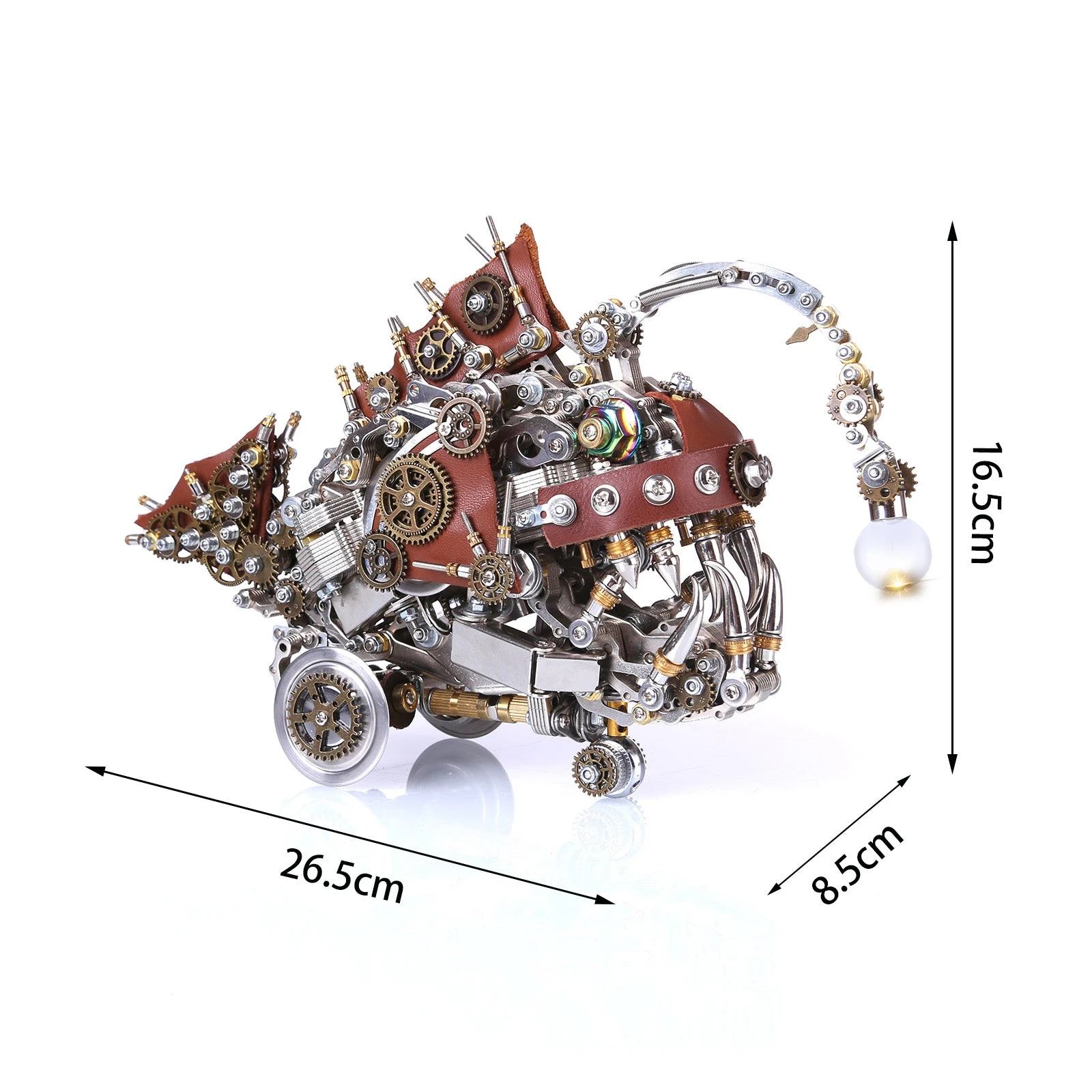 3D Metal Steampunk Craft Puzzle Mechanical Anglefish Model DIY Assembly With Luminous Bulb Creative Gift-1064PCS+ - Image 6
