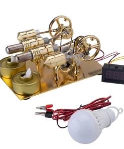 ENJOMOR Paratactic 4 Cylinder Hot Air Stirling Engine Electric Generator With Light Bulb And Voltmeter - STEM Toys