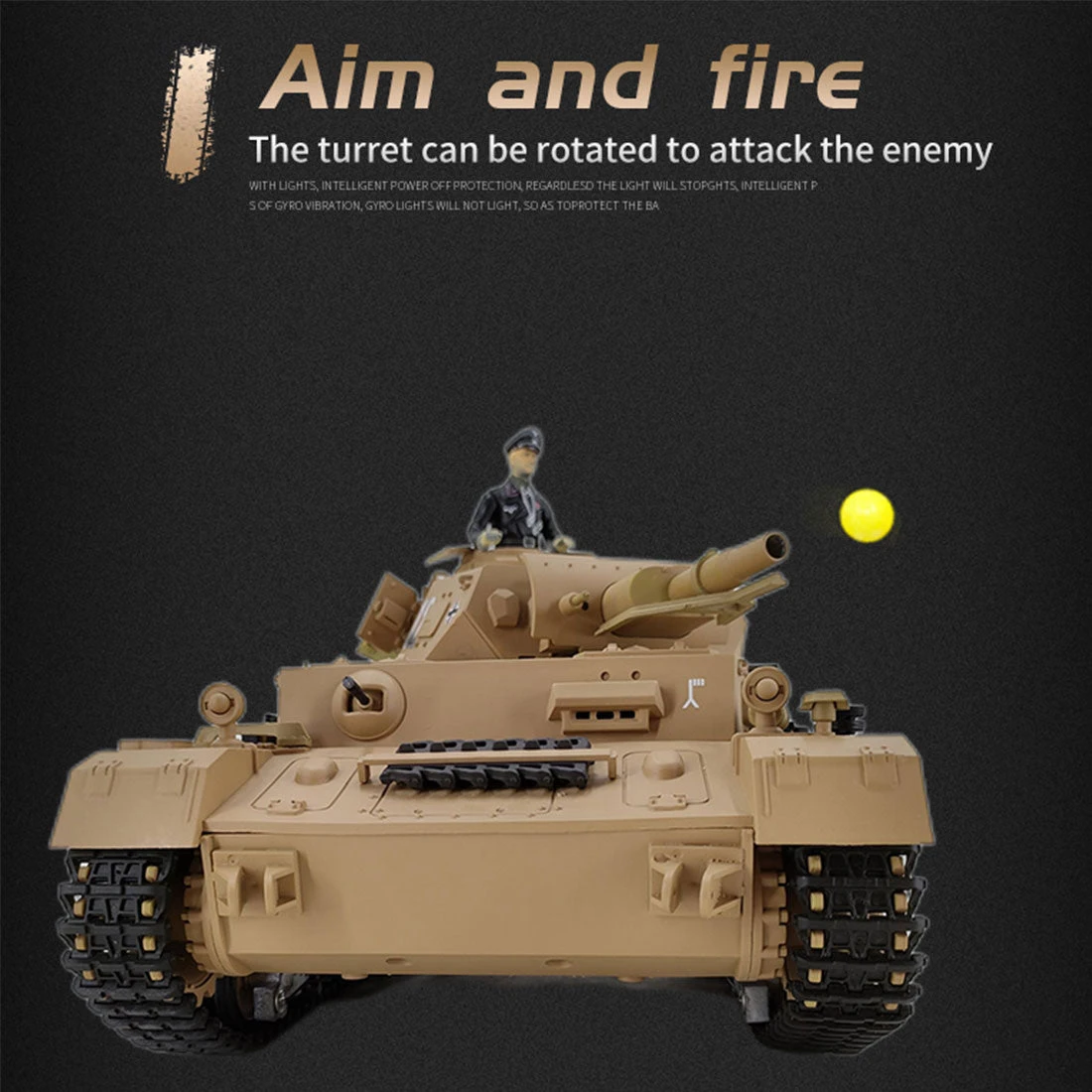1/16 RC Tank 2.4G RC German Panzerkampfwagen IV Medium Tank Vehicle Model Toys&Gifts With Lights&Sounds (Professional Version/Khaki) - Image 12