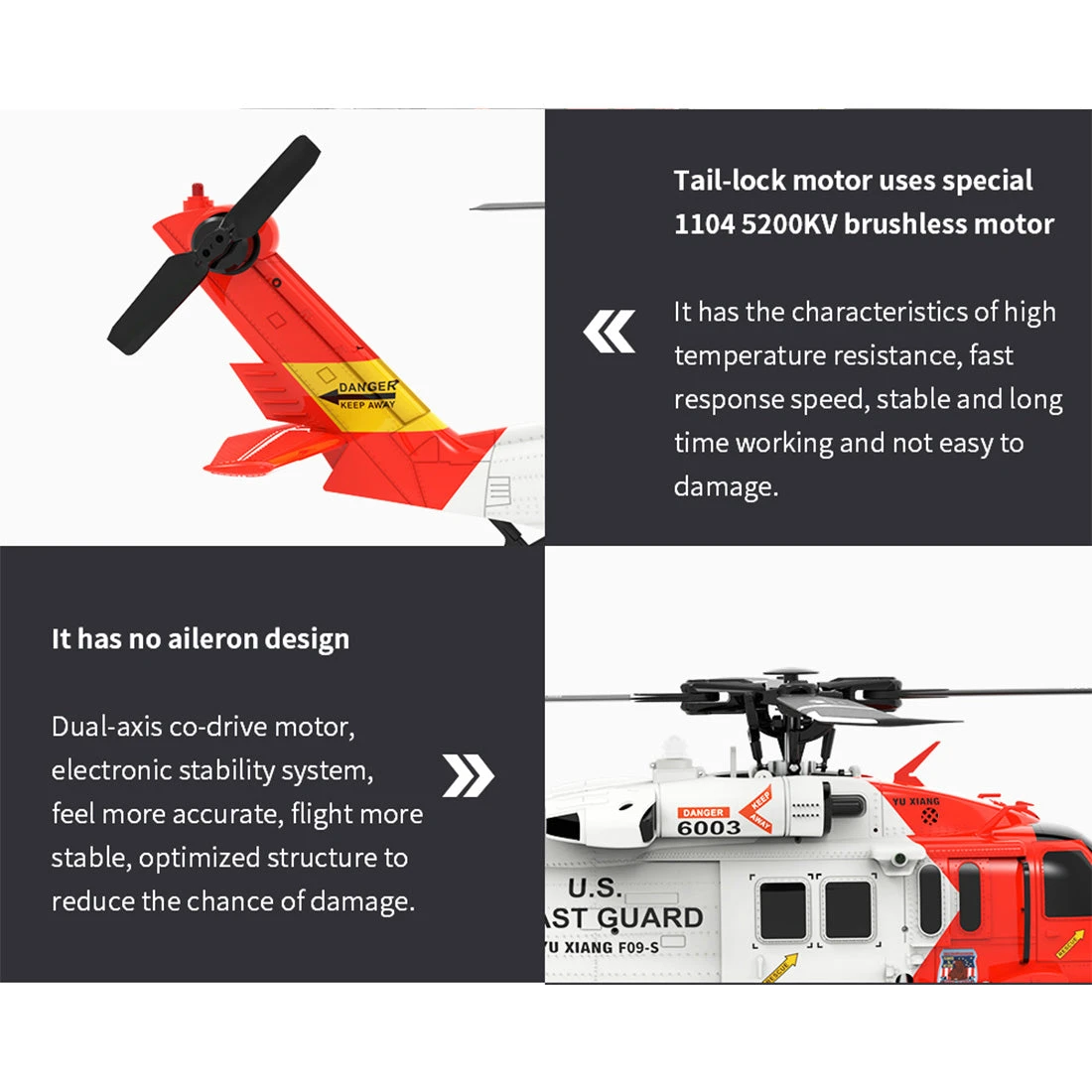 YUXIANG YXZNRC F09-S 1/47 RC Airplane 2.4G 6CH Brushless Direct Drive RC Helicopter Model - RTF Edition - Image 6