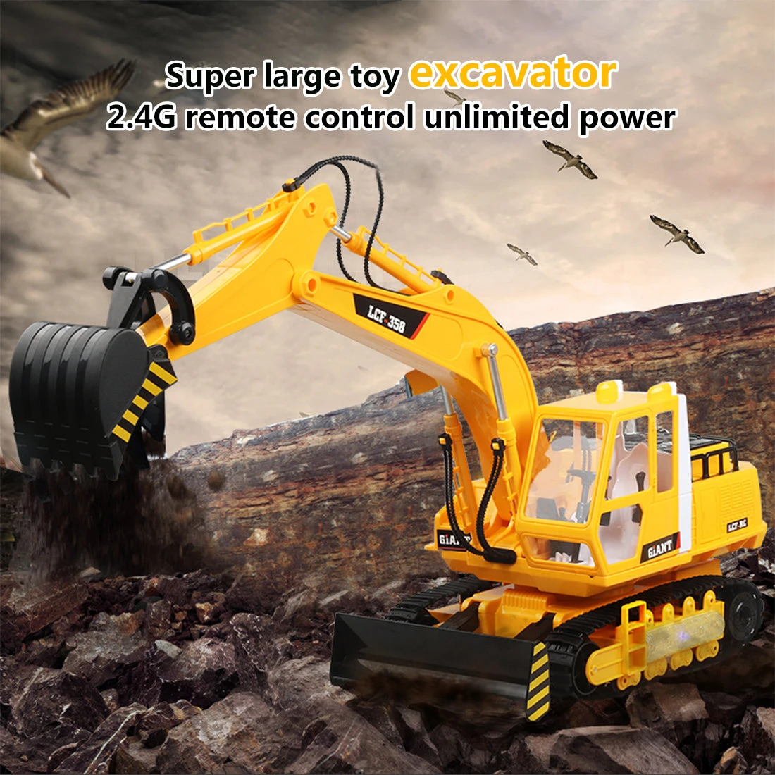 LCF 1:16 2.4GHz 16CH RC Excavator Multifunctional Excavator Grab RC Construction Vehicle Model With Smoke Effect Unique Toys Gift For Kids, Teens And Adults - Image 4