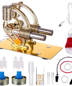 Stirling Engine L-Shape Two Cylinder Stirling Engine External Combustion Engine With Big Bulb