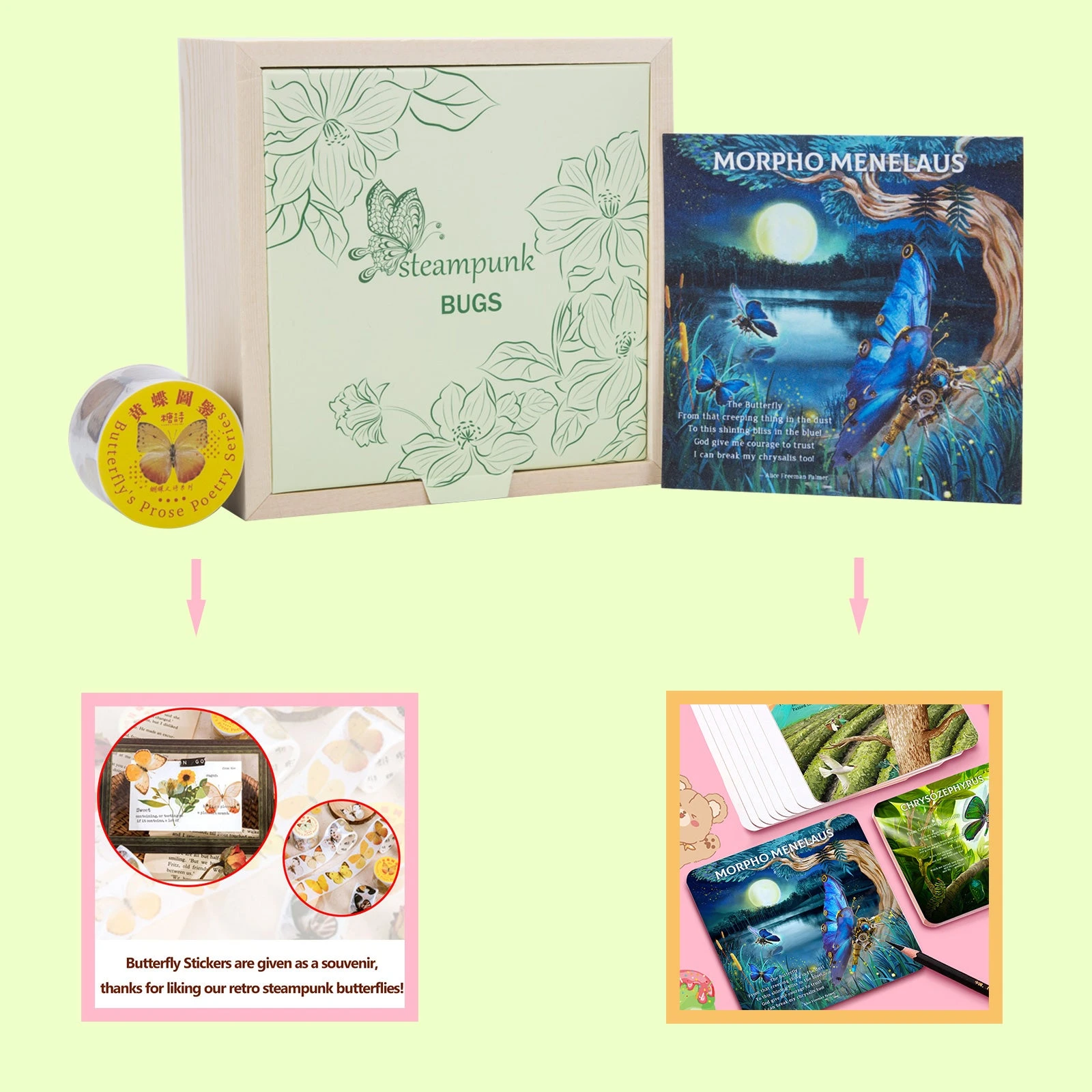 3D Metal Butterfly Model Kit, 3 In 1 Steampunk Butterfly (200PCS+/Blue) - Morpho Helena, Papilio Ulysses & Dichorragia Nesimachus - Image 15