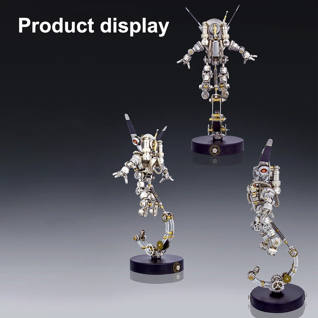 3D DIY Assembly Metal Mechanical Aerospace Rabbit With Lights & Stand Model Sci-fi Punk Toy Set -500CS - Image 5