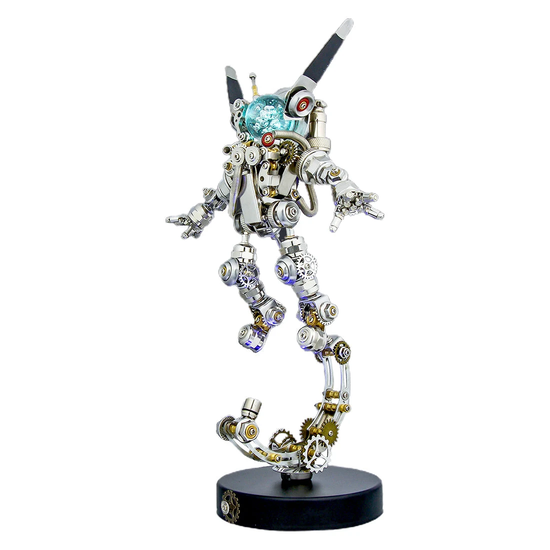 3D DIY Assembly Metal Mechanical Aerospace Rabbit With Lights & Stand Model Sci-fi Punk Toy Set -500CS