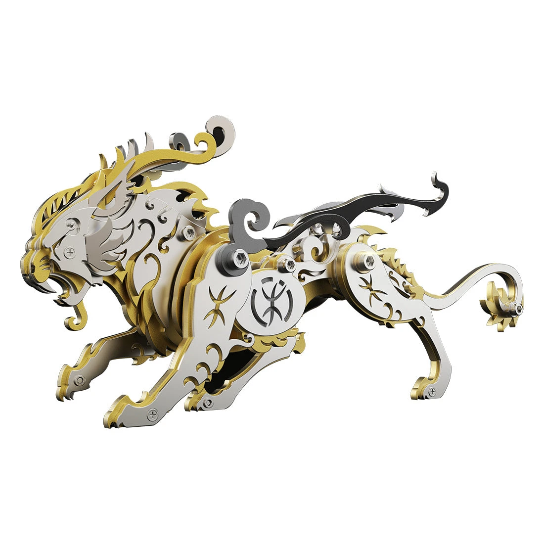 3D Puzzle DIY Model Kit Jigsaw Metal Tiger Model Ancient Chinese Beasts Mechanical Assembly Crafts-Black Golden - Image 6