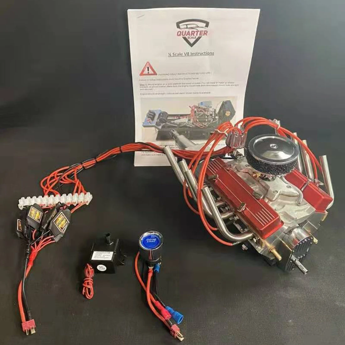 V8 Engine Model That Works - 1/4 Scale Nitro Powered V8 Working Engine Single Carburetor 8-cylinder Nitro Engine - Image 5