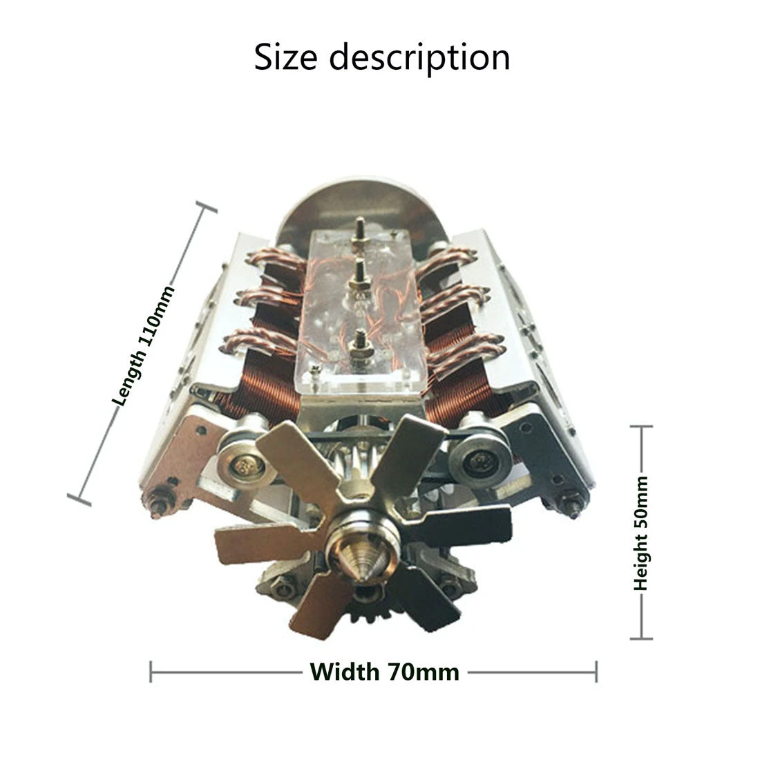 V6 Electromagnetic Motor Engine Model With Hexagon Fans For 1/10 Model Car Science Experiment Teaching Project - Image 6