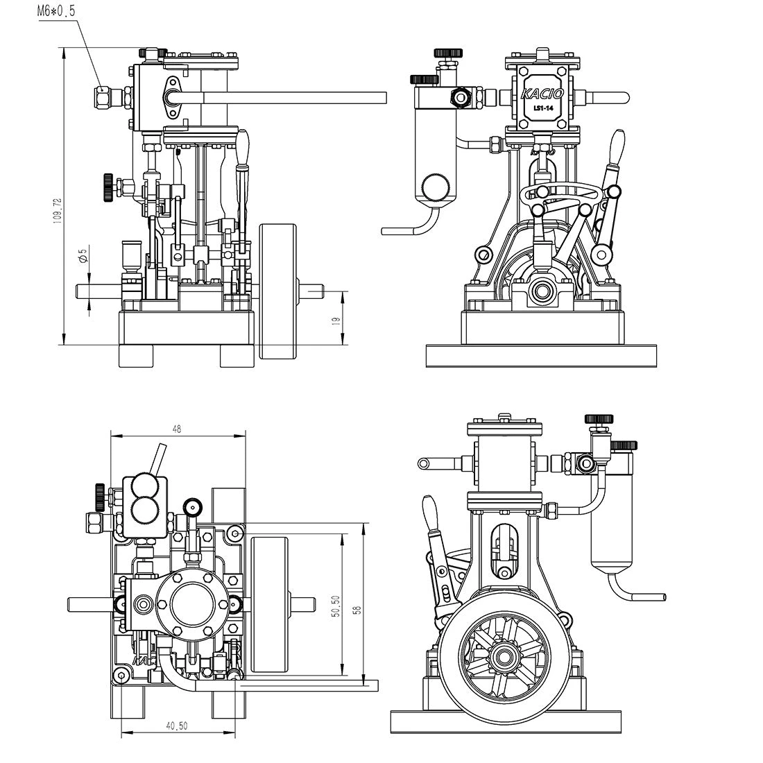 KACIO LS1-14 Single Cylinder Reciprocating Steam Engine Model For Model Ship Model Boat Above 60cm - Image 17