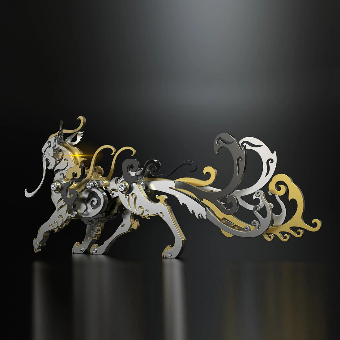 3D Puzzle DIY Model Kit Jigsaw Metal Tiger Model Ancient Chinese Beasts Mechanical Assembly Crafts-Black Golden - Image 12