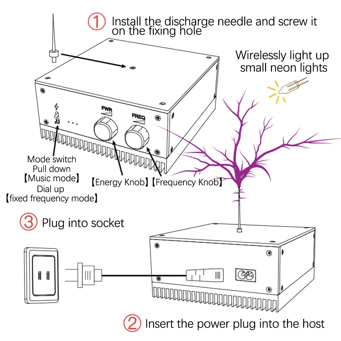 Music Tesla Coil Artificial Lightning Bluetooth Connection Science Experiment Tool Toy - Image 6