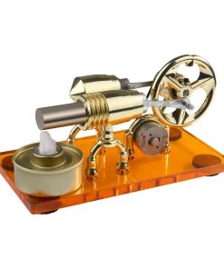 Stirling γ-shape Hot-air External Combustion Engine Model With LED And Lamp Physics Science Experiment Toy