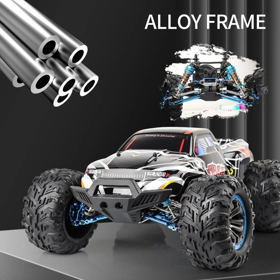 F19A 1/10 4WD 2.4G Metal Brushless High-speed Off-road Vehicle All-terrain Electric Climbing RC Car Monster Truck Model Toy With 3 Batteries - Black - Image 6