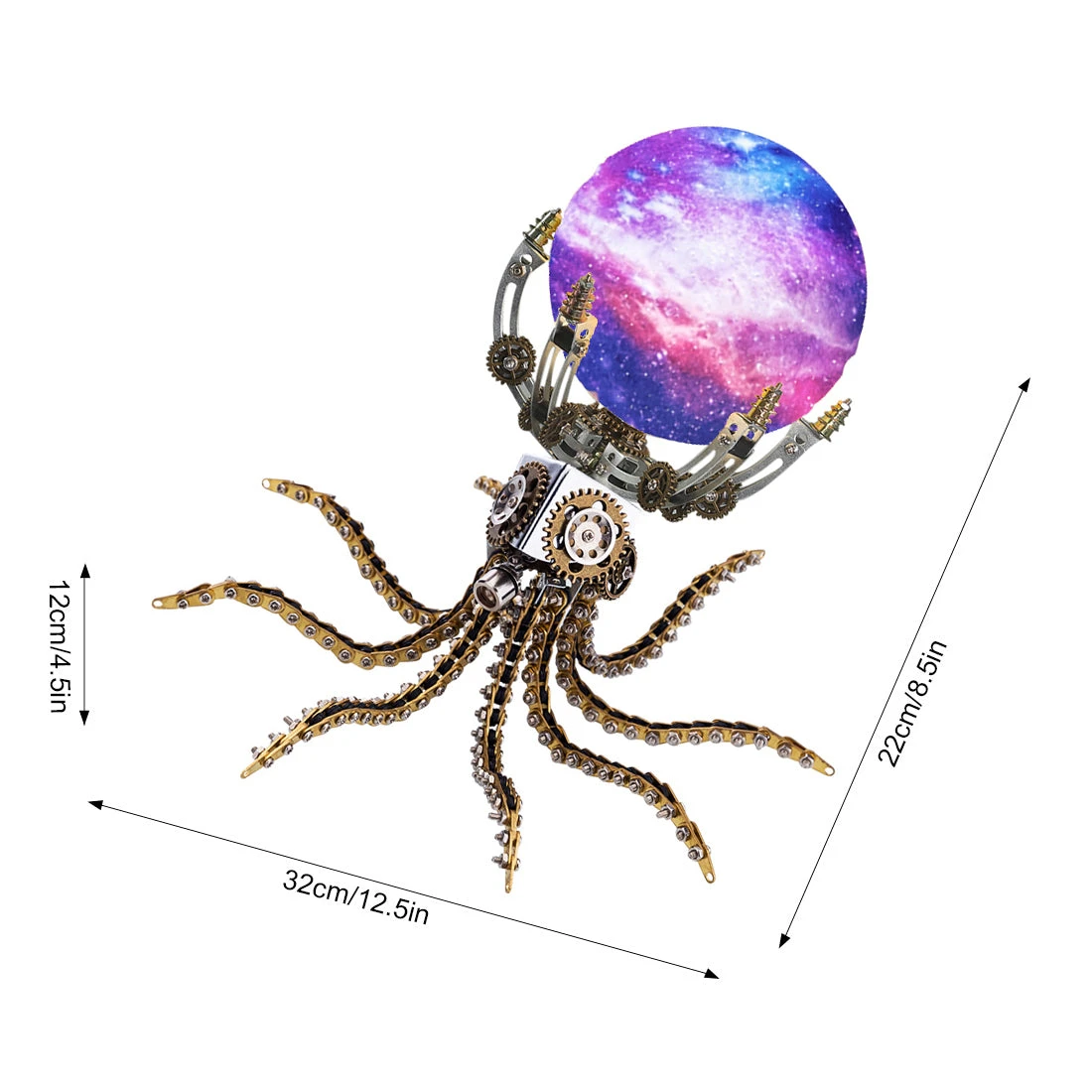 3D Metal Steampunk Galaxy Craft Puzzle Mechanical Octopus With 16 Colors Tap And Remote Control Lamp Model DIY Assembly For Home Decor Creative Gift-1060PCS - Image 16