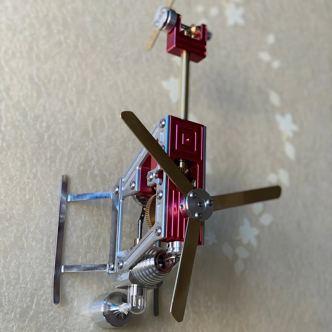 ENJOMOR Metal Stirling Helicopter Engine Model Kits γ-shape Hot-air Stirling Engine STEM Science Education Toy - Image 8