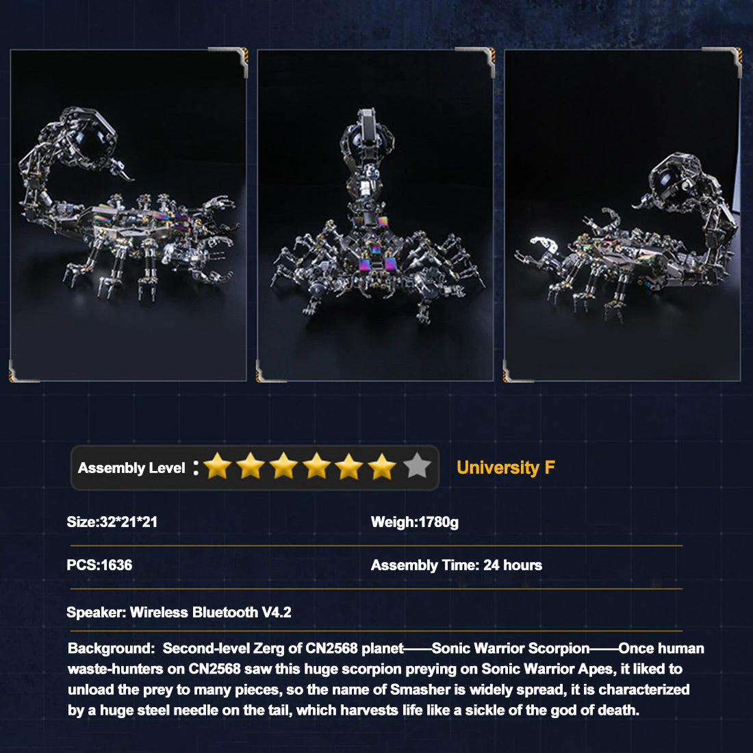 3D Metal Puzzle DIY Mechanical Scorpion Kit Assembly Metal Smasher Model Toy-1636PCS - Image 7