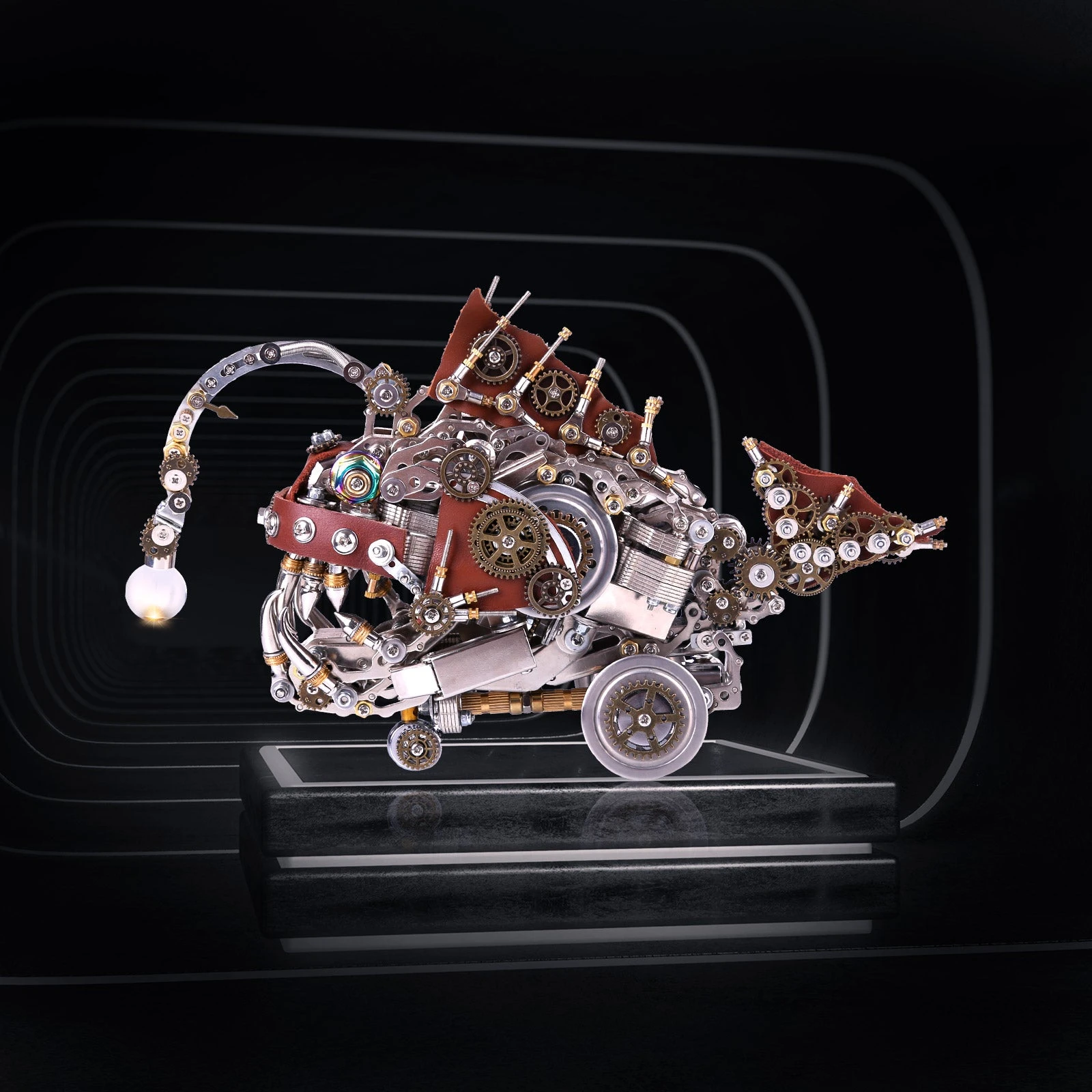 3D Metal Steampunk Craft Puzzle Mechanical Anglefish Model DIY Assembly With Luminous Bulb Creative Gift-1064PCS+ - Image 3