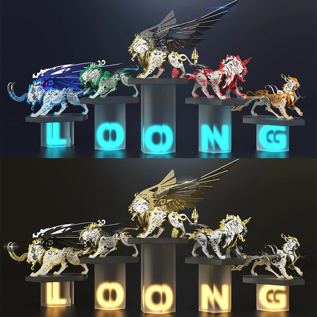 3D Puzzle DIY Model Kit Jigsaw Metal Tiger Model Ancient Chinese Beasts Mechanical Assembly Crafts-Black Golden - Image 2