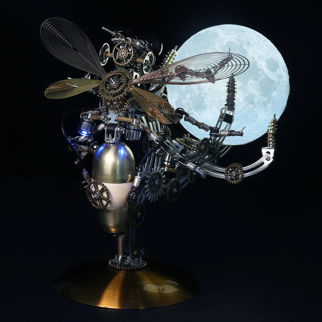 3D Metal Steampunk Galaxy Craft Puzzle Mechanical Wasp With 16 Colors Tap And Remote Control Lamp Model DIY Assembly For Home Decor Creative Gift-627PCS - Image 10