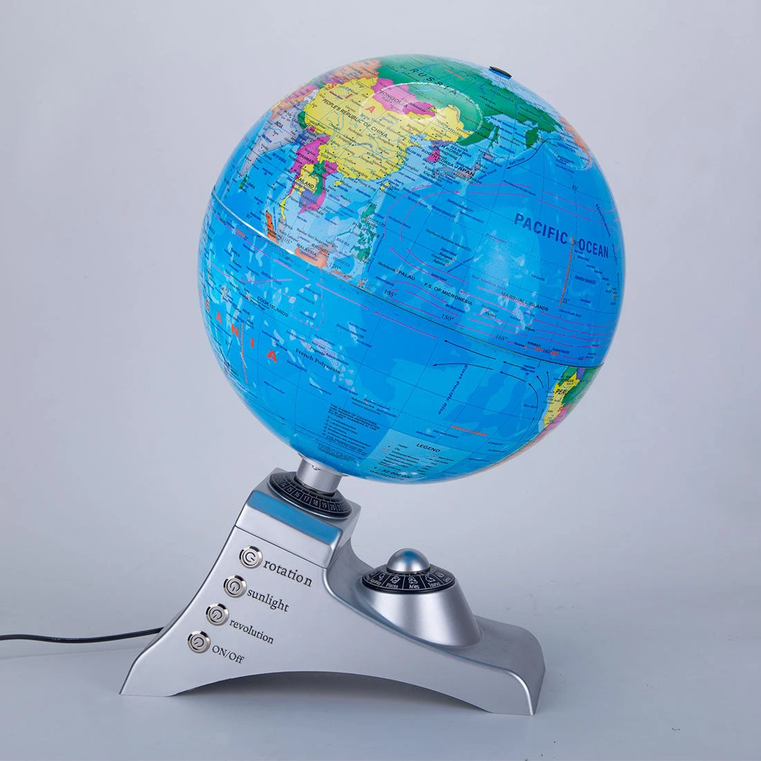 TECHING Rotating World Globe For Kids With Stand, Colorful Easy-Read High Clear Map, Light Up Globe Lamp Educational Desktop Display STEM Toy - Image 3