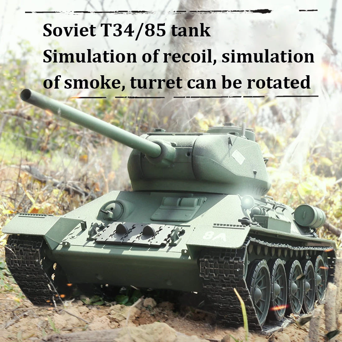 1/16 RC Tank Soviet T-34 Medium Tank 2.4G Remote Control Model Military Tank With Sound Smoke Shooting Effect - Upgraded Edition - Image 9