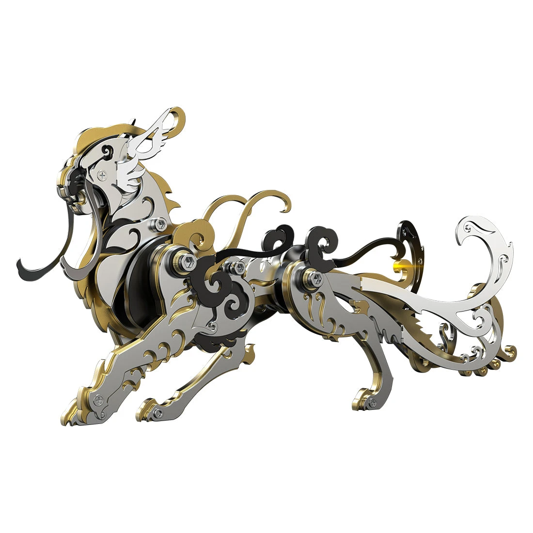 3D Puzzle DIY Model Kit Jigsaw Metal Tiger Model Ancient Chinese Beasts Mechanical Assembly Crafts-Black Golden - Image 4