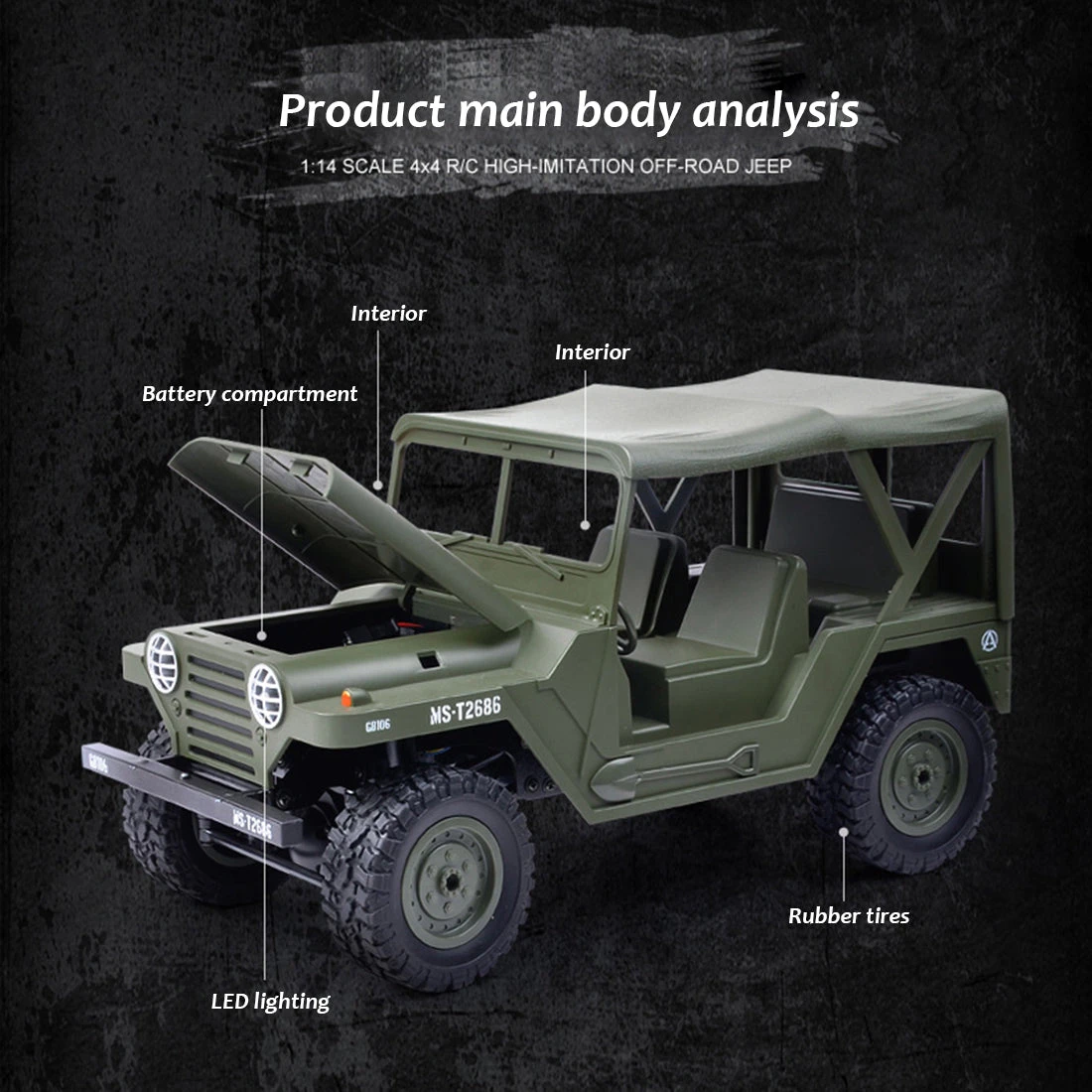 SUBOTECH BG1522 1:14 2.4G Electric RC Car 4WD 15+KM/H Off-road Vehicle Crawler With LED Headlight WIFI Camera - RTR - Image 6