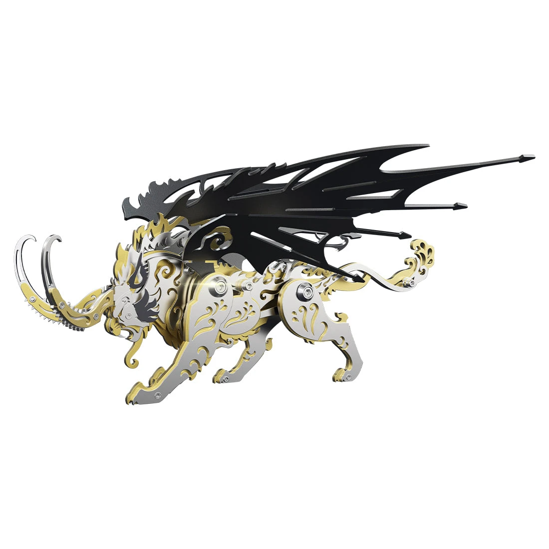 3D Puzzle DIY Model Kit Jigsaw Metal Tiger Model Ancient Chinese Beasts Mechanical Assembly Crafts-Black Golden - Image 3