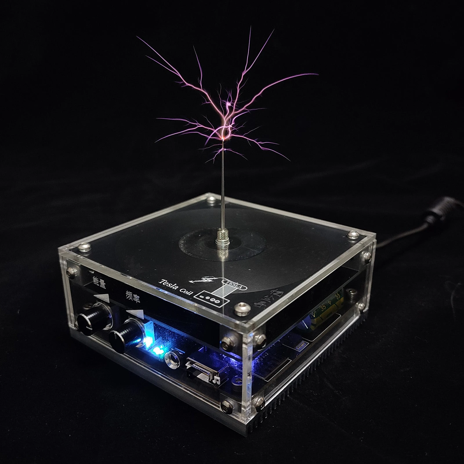 10cm Electronic Music Tesla Coil Bluetooth Artificial Lightning Hand Touch Magnetic Storm Coil Experimenting Device Toy Desktop Type - Image 4