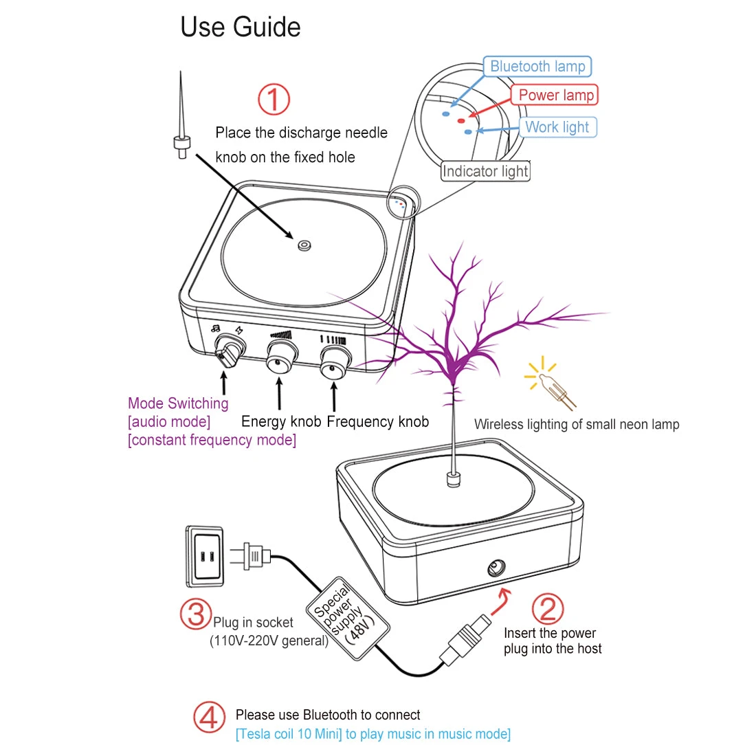 TC10 Bluetooth Music Tesla Coil Plasma Speaker Magnet Storm 20cm - Image 8