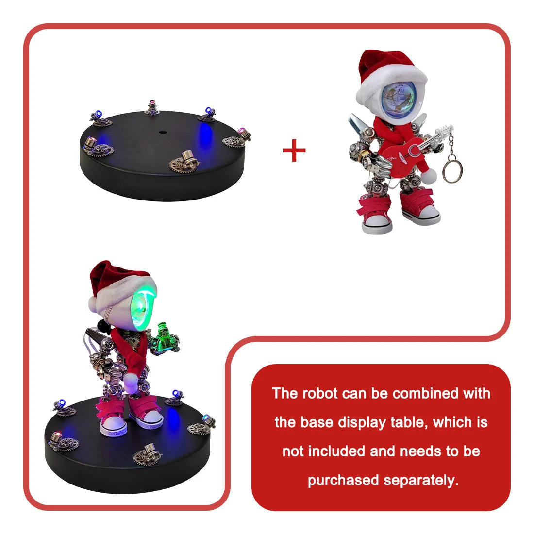 3D Metal Mechanical Punk Guitarist Robot Christmas Colorful Ambient Lamp Model Assembly Kit For Kids, Teens, And Adults-366PCS - Image 4